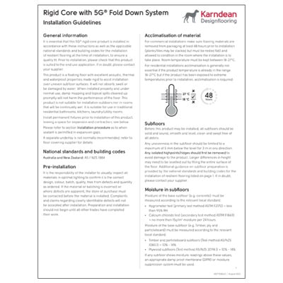 Karndean ridig core fold down installation instructions cover