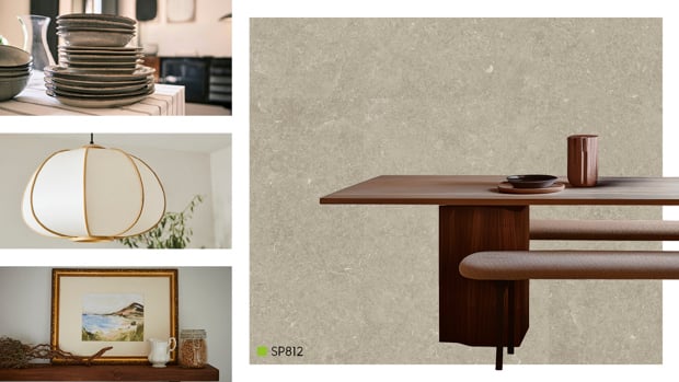 Dining room decor matching the Prana design aesthetic