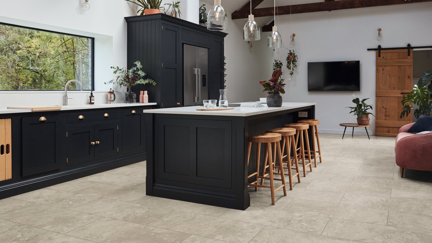 Tortora Breccia Marble lvt floors in a kitchen