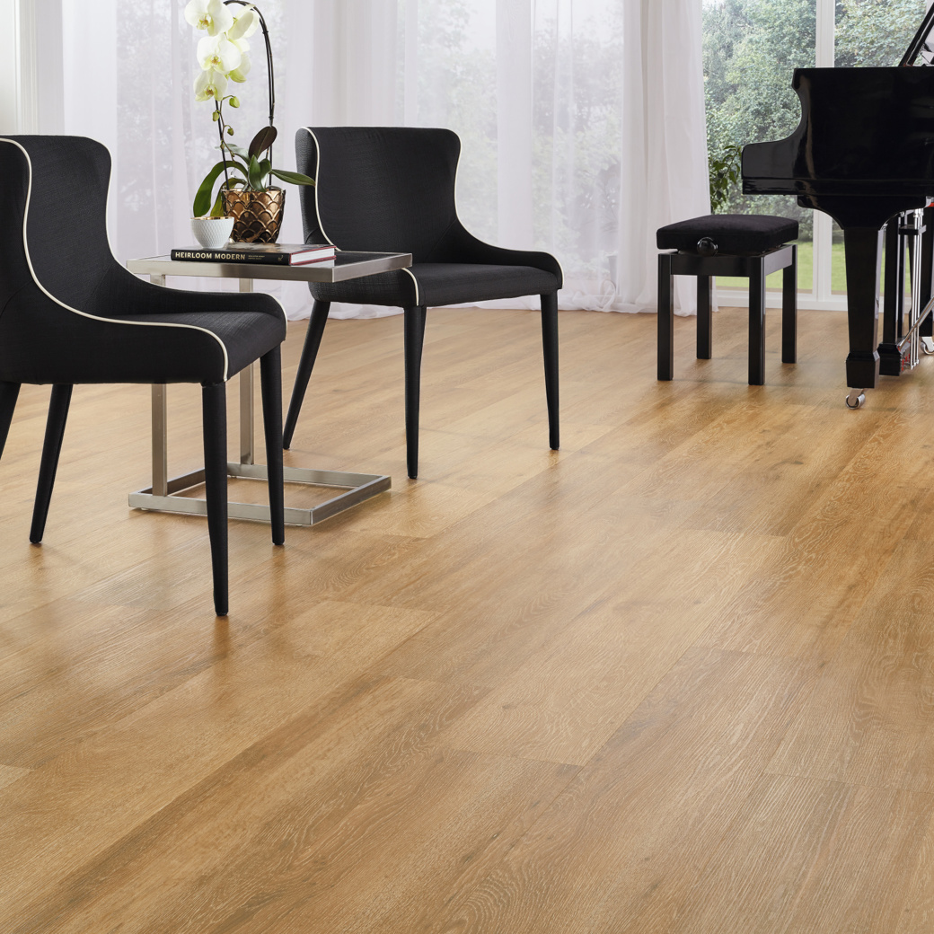 Baltic Limed Oak golden brown LVT flooring by Karndean in a living room